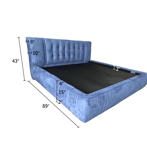 Evert Suede Fabric Upholstered Headboard Modern Bed Frame